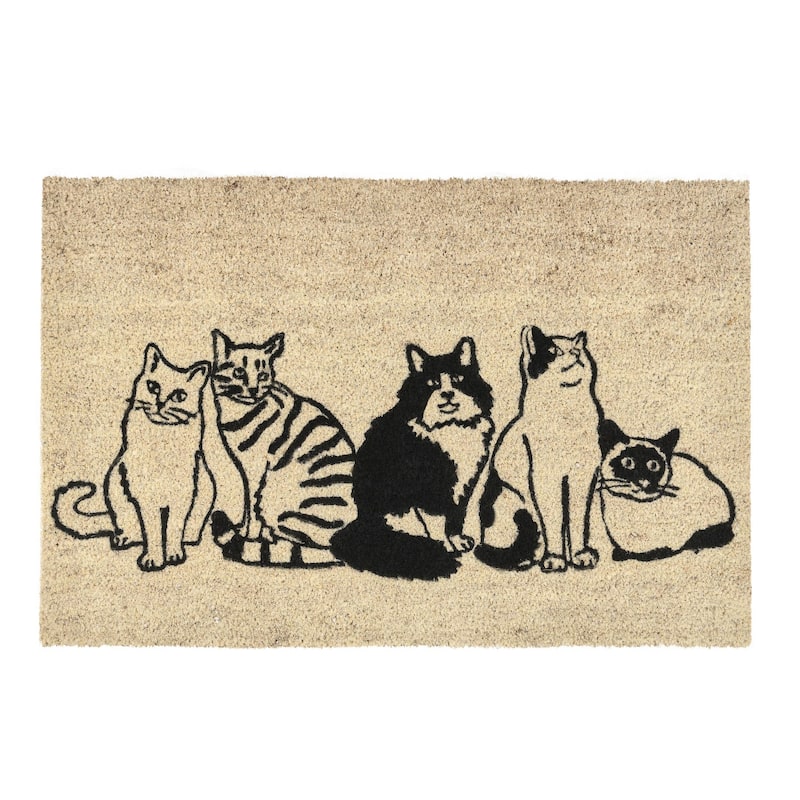 Villa by Classic Home Kitty Crew 24x36 Black and Sand Choir Doormat