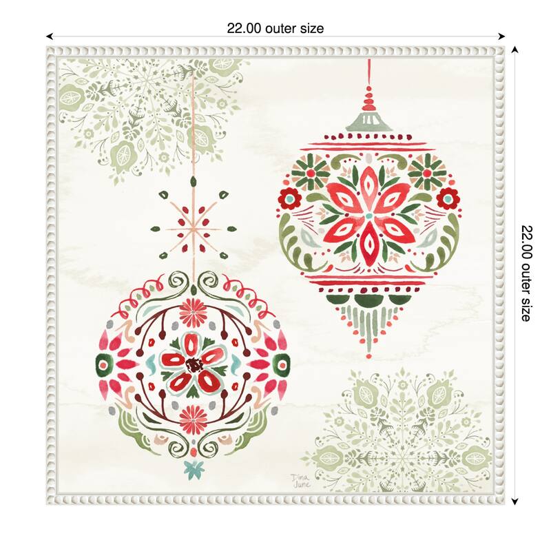 Festive Season VI by Dina June (22 x 22 in.), Framed Canvas Wall Art Print - Sylvie Beaded White