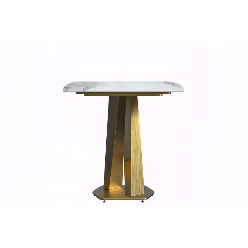 Voren Dining Table with Rectangular Top and Stainless Steel Base