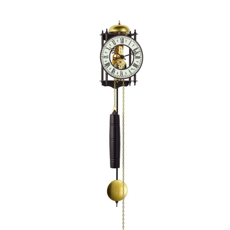 25" Black and Gold Skeleton Pendulum Wall Clock