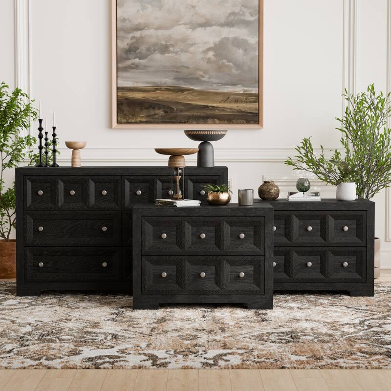 Furniture of America Durem Modern Solid Wood 3-Piece Bedroom Storage Set - Weathered Black