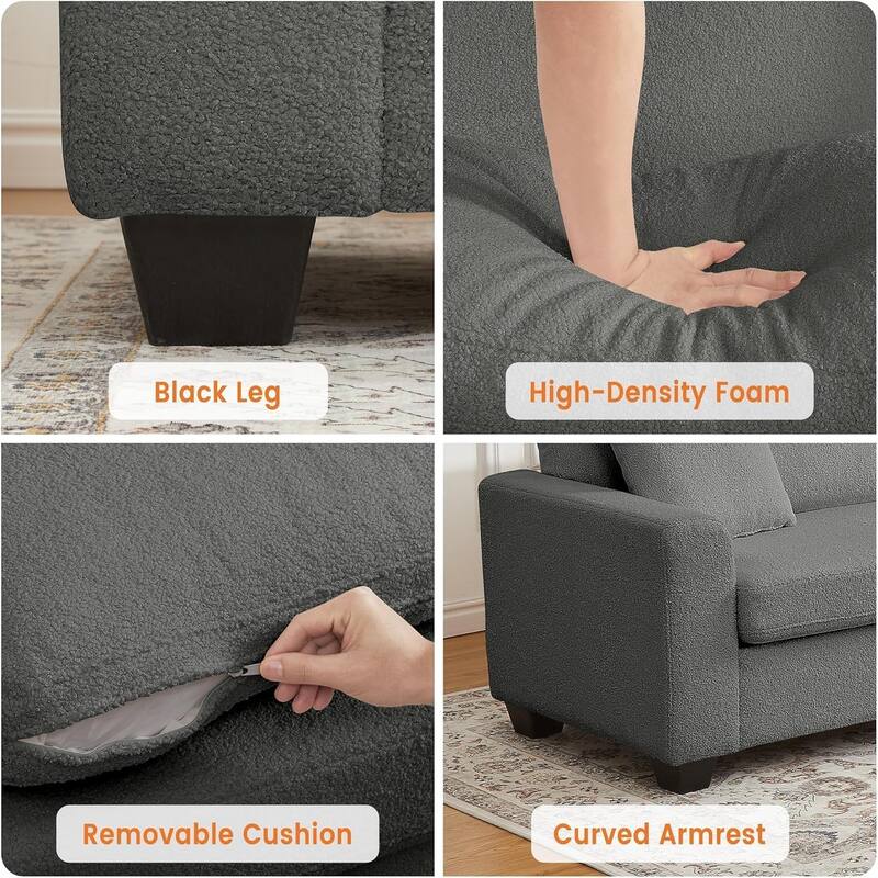 83' Comfy Cloud Couch, Modern 3 Seater Deep Seat Sofa