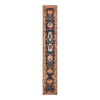 Hand Knotted Traditional Tribal Wool Blue Area Rug - 2' 3" x 15' 6"