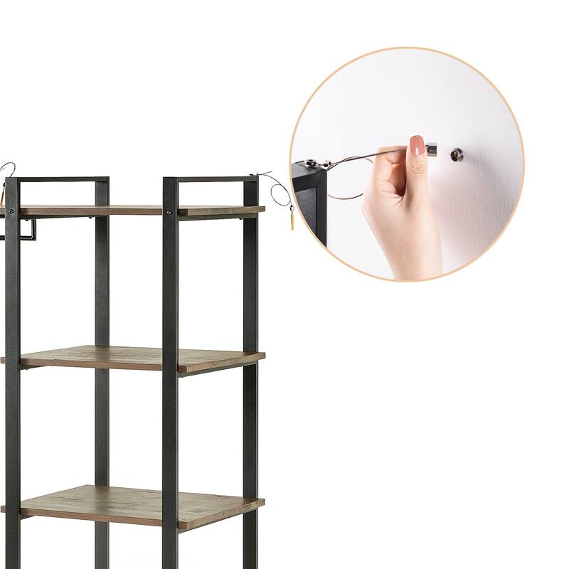Priage by ZINUS Brown Wood and Metal 64 Inch Etagere Bookcase
