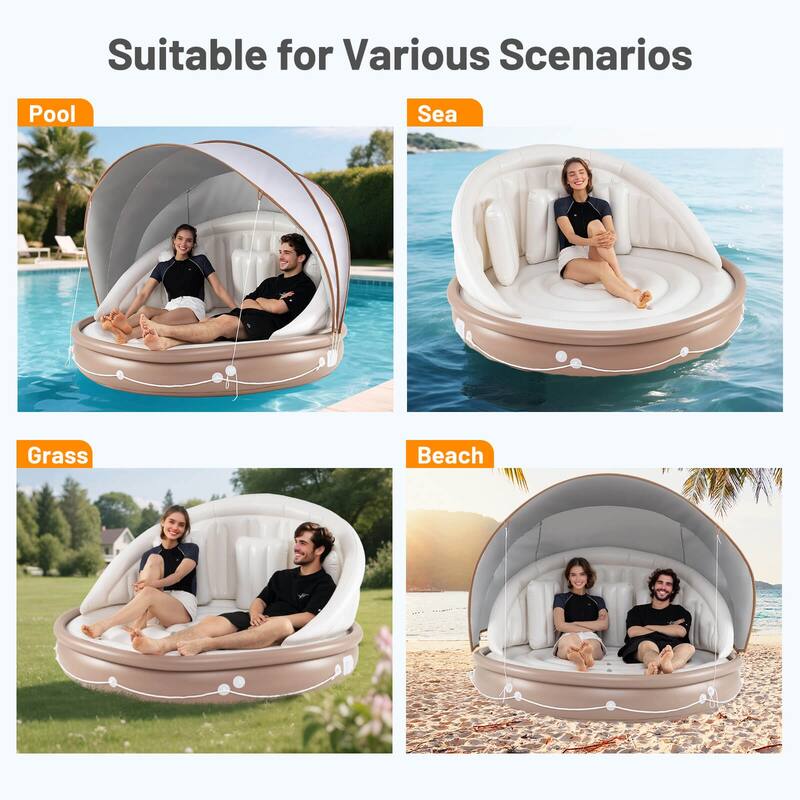 Costway 73" Tanning Pool Lounger Float with Retractable & Removable - See Details