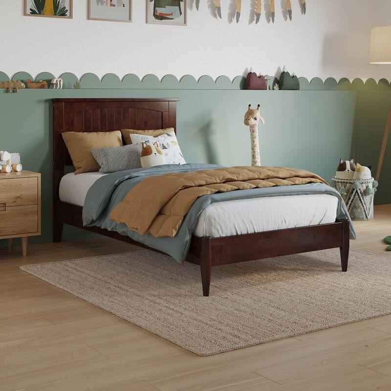 Naples Solid Wood Low Profile Platform Bed - Walnut - Twin