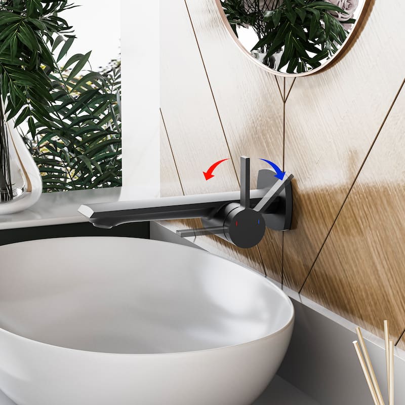 Modland Wall Mount Single Hole Bathroom Faucet, NSF/CUPC Certified & Salt Spray 8 (Matte Black/Rose Gold)