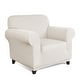 preview thumbnail 16 of 16, Enova Home Ivory Ultra Soft Rhombus Jacquard Polyester Spandex Fabric Box Cushion Armchair Slipcover - N/A