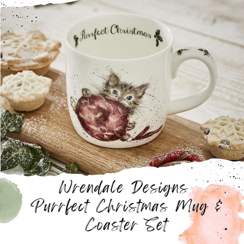Royal Worcester Wrendale Designs Mug and Coaster Set Christmas