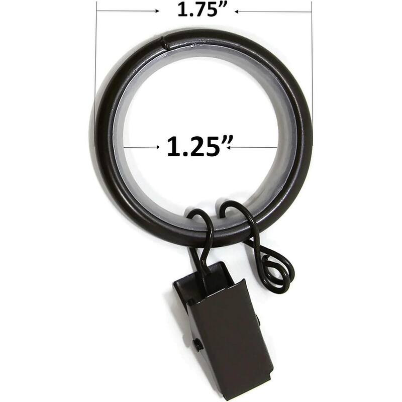 32PCS 1.25" Drapery Curtain Rod Rings for 1" Rod with Clips, Eyelets and Nylon Inserts