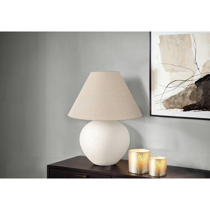 Lighting, 16"h, Table Lamp, Cream Shade, Cream Ceramic, Contemporary - Cream