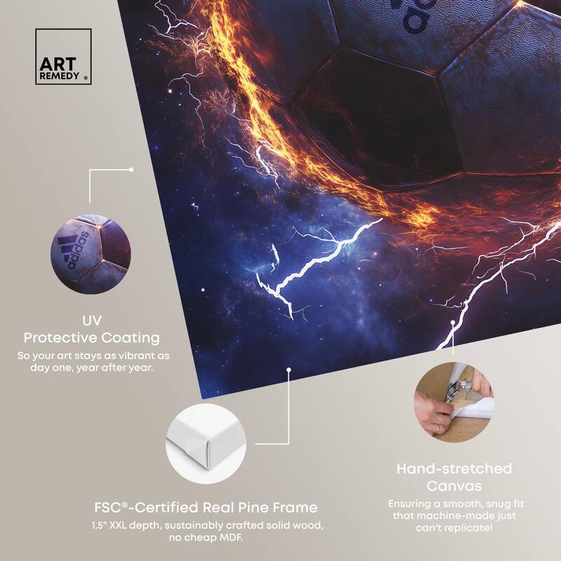 Electrify Soccer Ball Canvas by Art Remedy, Gallery Wrapped