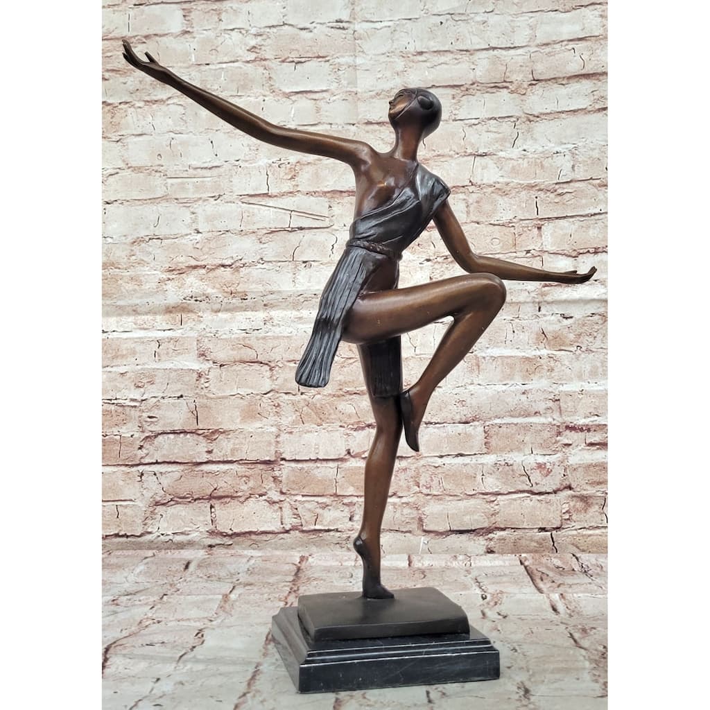 Bronze Art Deco Dancer Sculpture – Numbered Signed Elegant Ballerina Statue