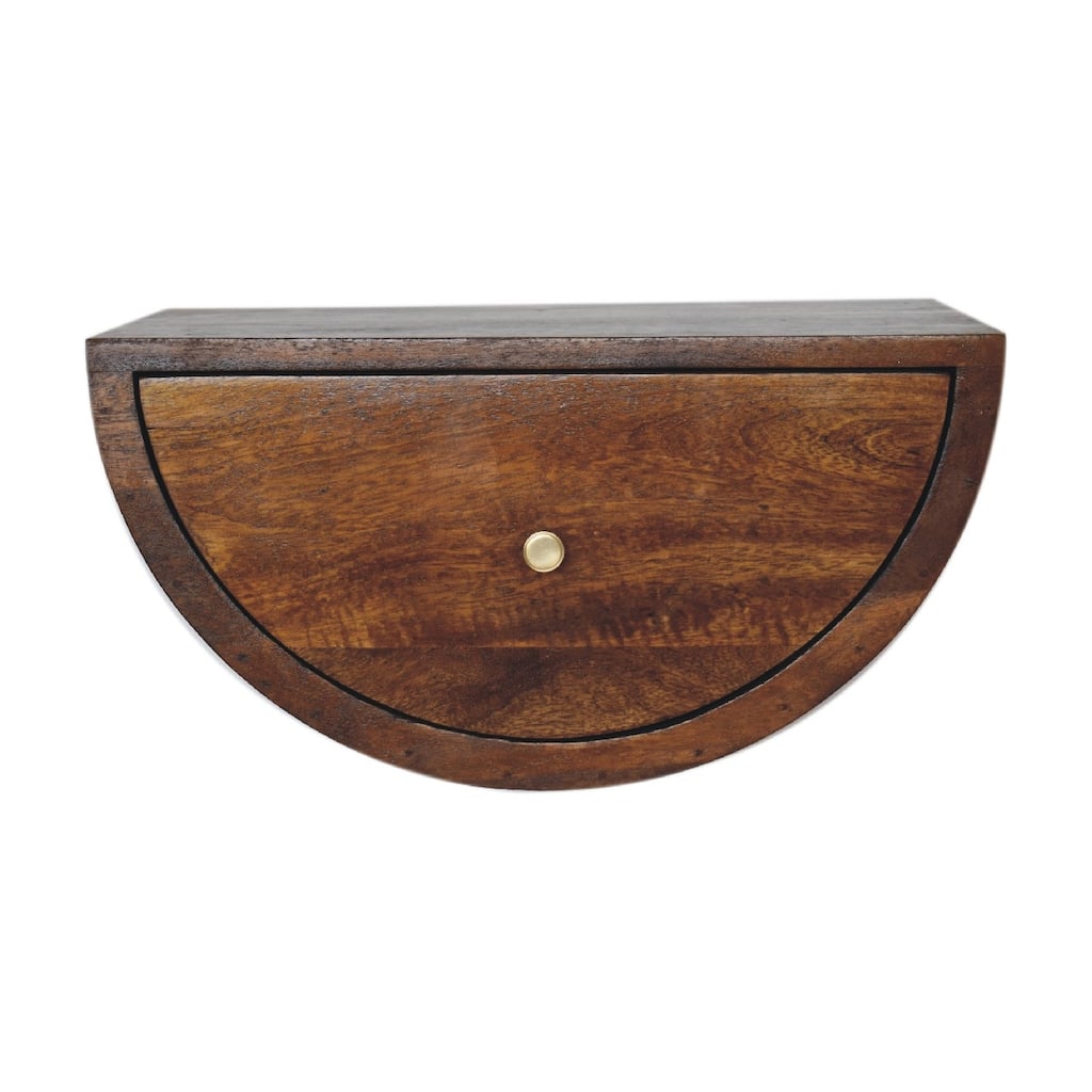 Artisan Furniture Solid Wood Chestnut Crescent Floating Nightstand, Brown