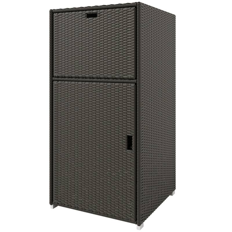 Dark Brown Large Waterproof PE Wicker Outdoor Rattan Storage Cabinet with Drawer and Magnet-Sealed Doors