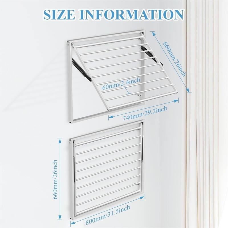 2 Pcs Wall Mount Drying Rack - 26 x 31.5, Stainless Steel