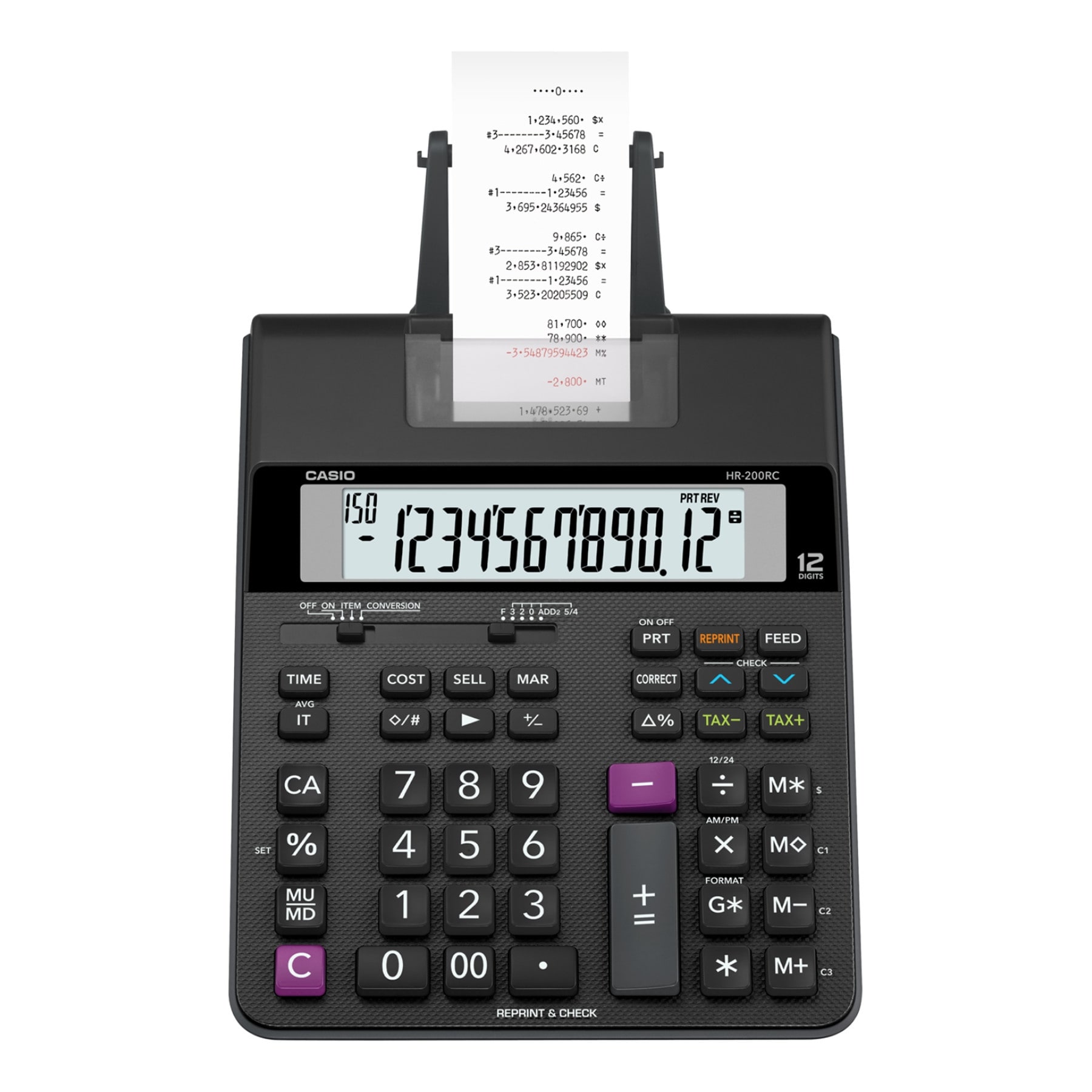 HR200RC Printing Calculator, Black/Red Print, 2.4 ...