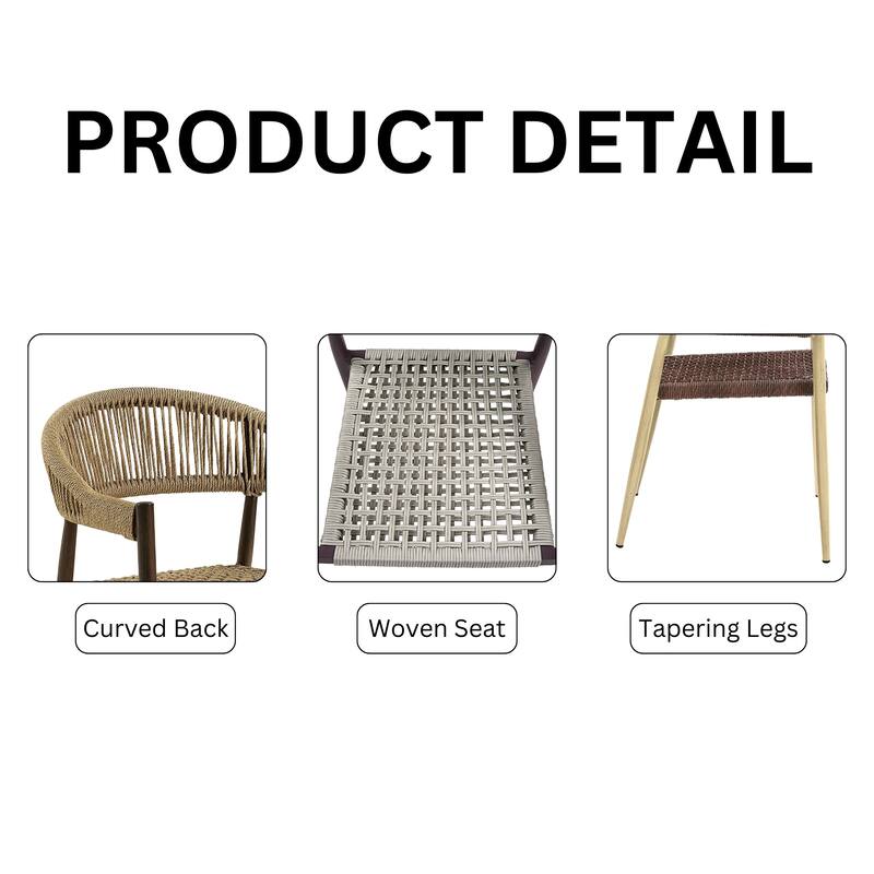Holcomb Modern Wicker Rope Curved Patio Dining Arm Chair by Furniture of America