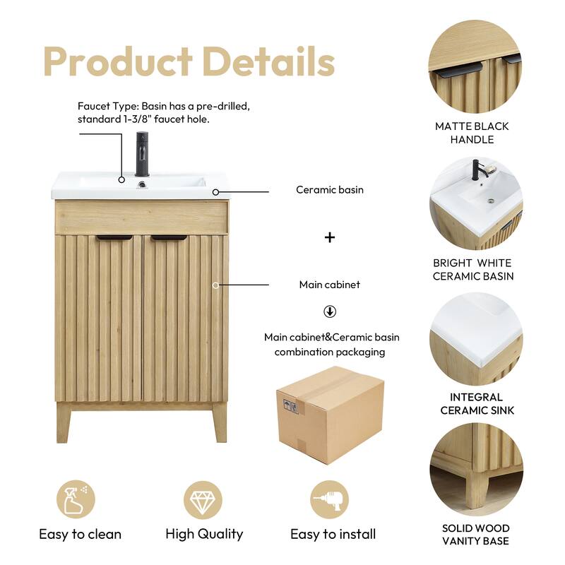 Palos Single Bath Vanity with Ceramic Basin Top without Mirror