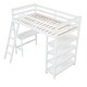preview thumbnail 6 of 7, White Pine Wood Loft Bed with Desk, Ladder, and Shelves, High Guard Rails