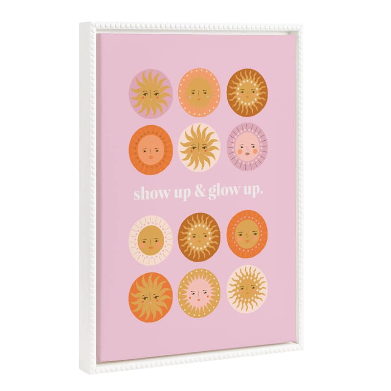 Kate and Laurel Sylvie Beaded Glow Up Framed Canvas by Duchess Plum - 18x24 - White