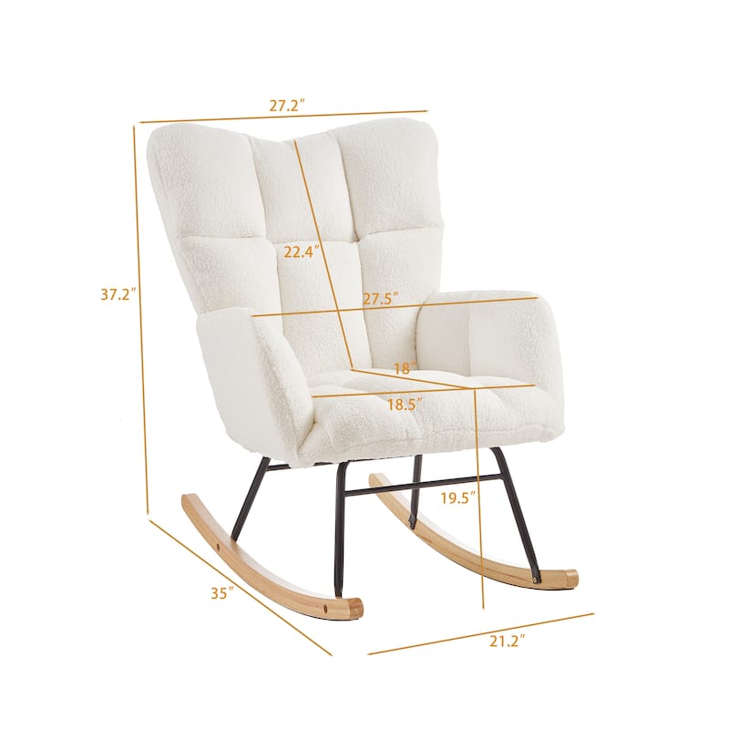 Roomfitters Modern Rocking Chair, Comfortable Nursery Glider with Solid Wood Base for Living Room Bedroom