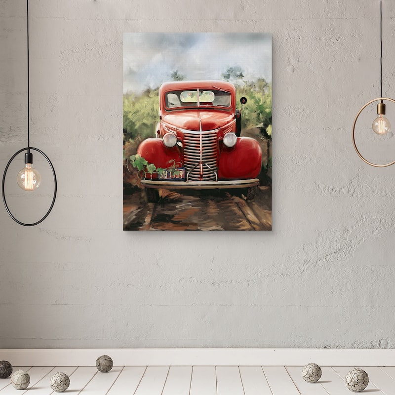 Little Red Truck by Studio Arts Canvas Art Print