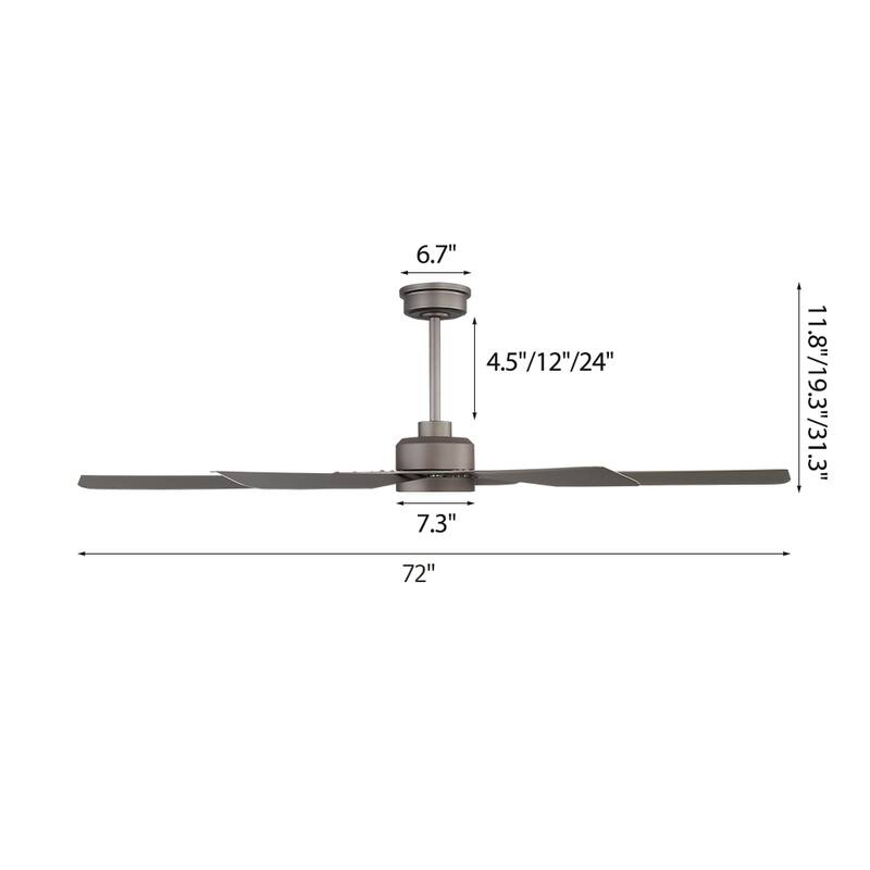 MLiAN 60/72 inch 8 Blades Indoor LED Ceiling Fan with Remote control
