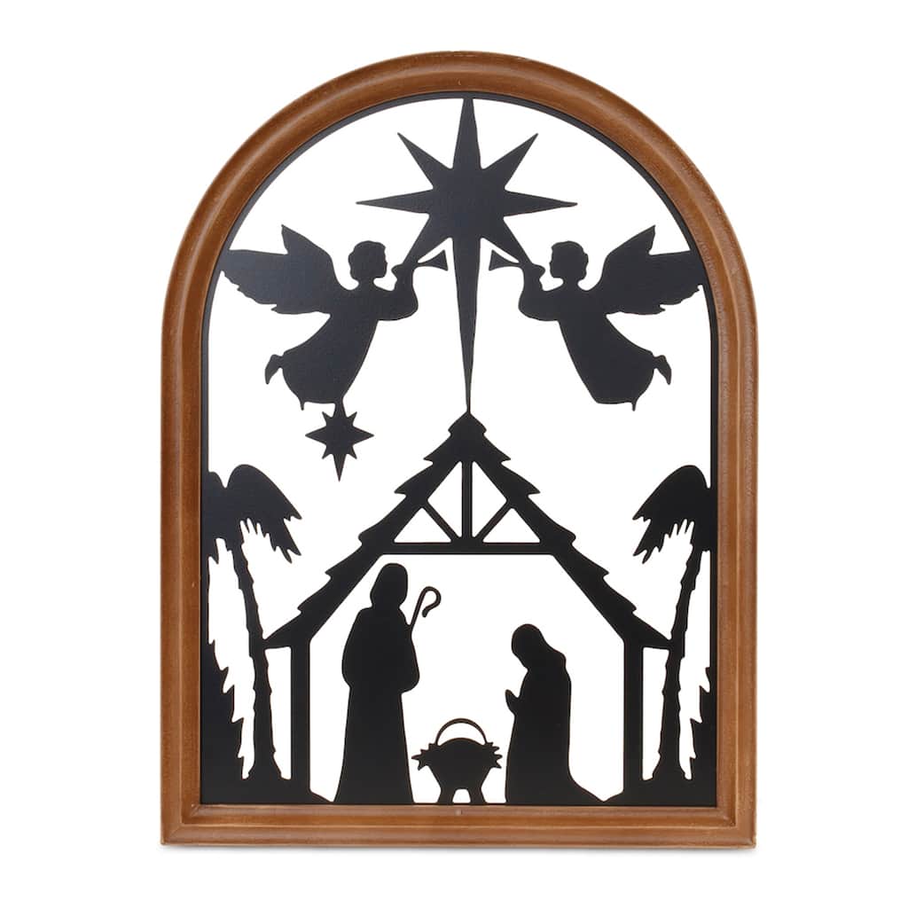 Nativity Plaque 12"L x 16"H Metal/MDF - Black, Brown