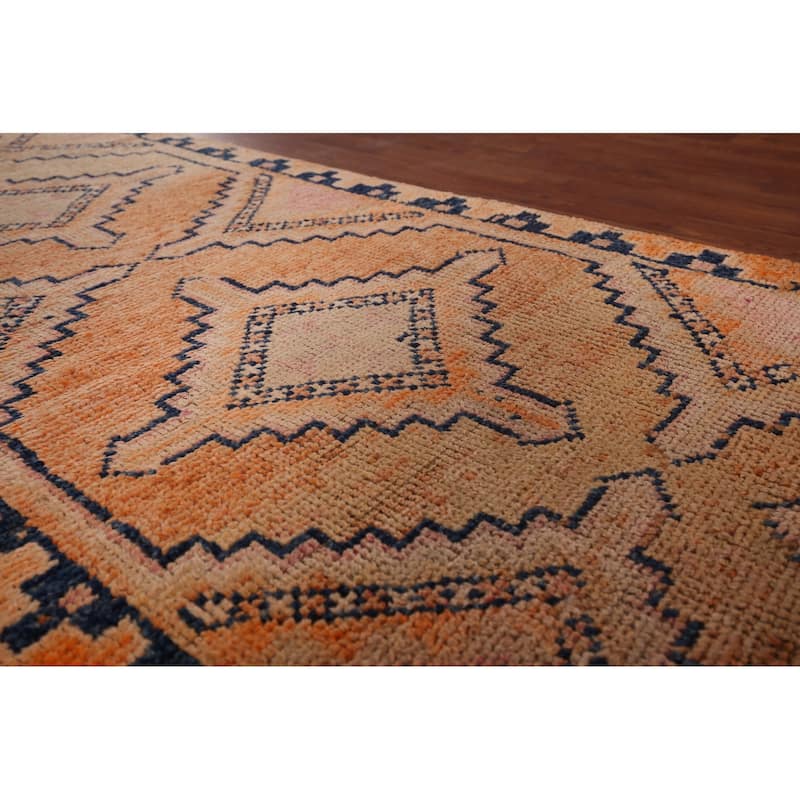 Transitional Oushak Vintage Runner Rug Handmade Foyer Wool Carpet - 3'2"x 10'9"