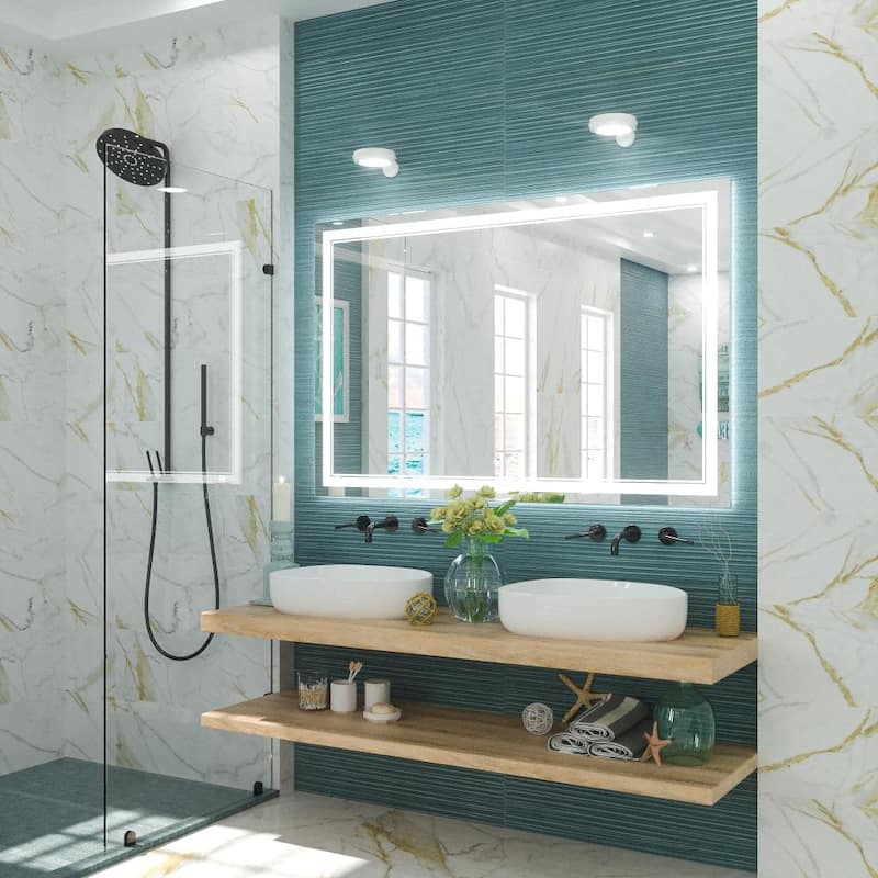 KEONJINN LED Lighted Bathroom Vanity Mirror 3 Colors Lights Wall Mirror