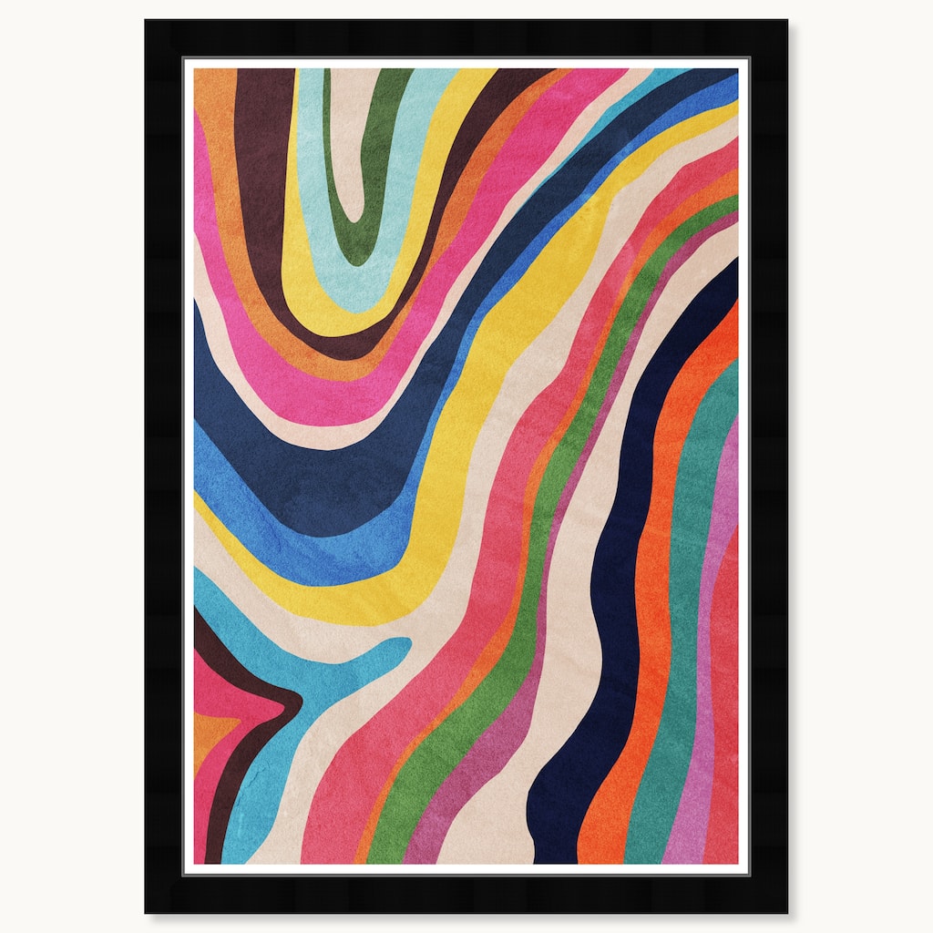 Wynwood Studio Color Flow River Framed Retro Colorful Abstract Prints