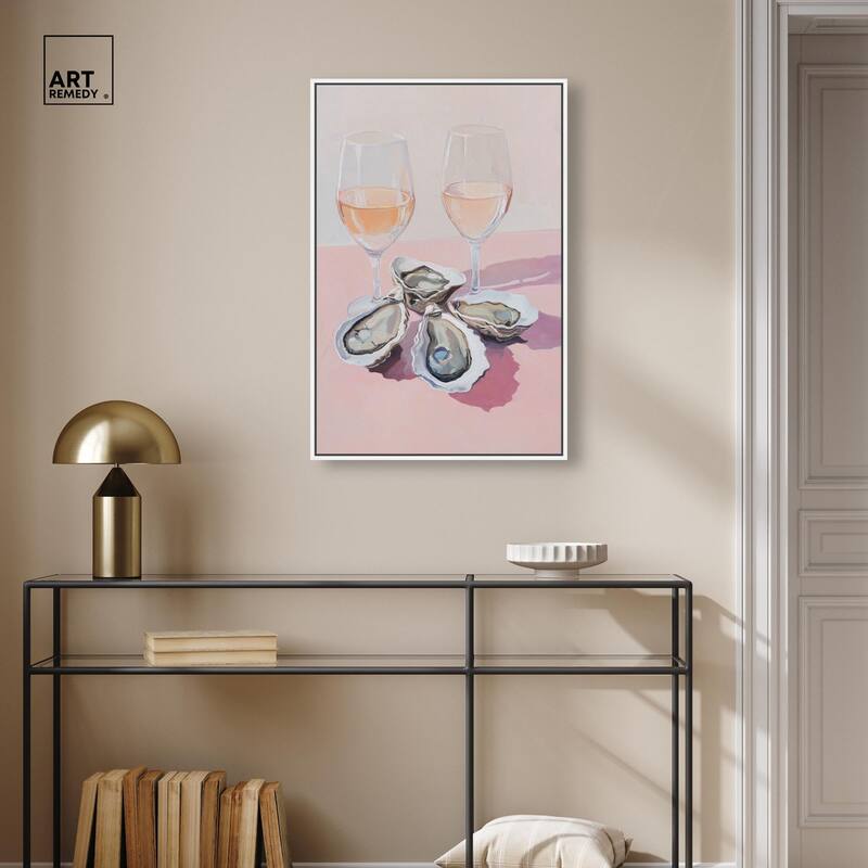 Oysters and Rose Wine Canvas by Art Remedy