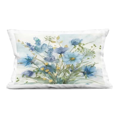 Stupell Blue Toned Wild Flowers Decorative Printed Throw Pillow Design by Nan