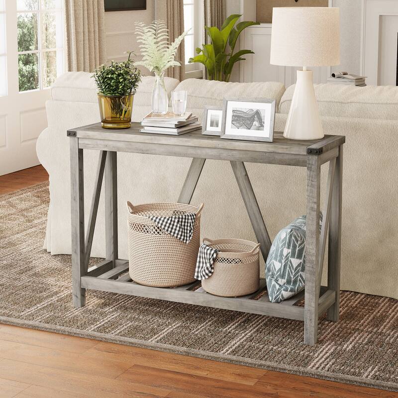 Pellebant A-frame Entry Console Table Long Sofa Table with Shelf - 45.27 in L x 13.98 in W x 31.88 in H