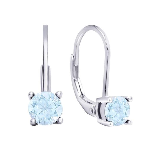 Victoria Townsend .925 Sterling Silver Round Aqua Topaz Leverback Earrrings