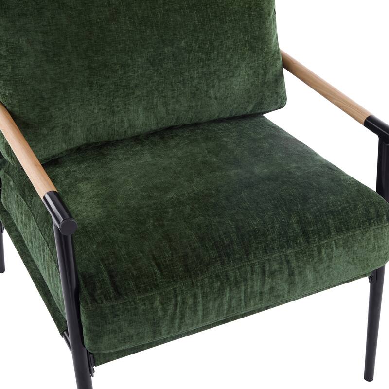 Varsts Modern Upholstered Accent Chair with Wood Frame, Emerald by Christopher Knight Home