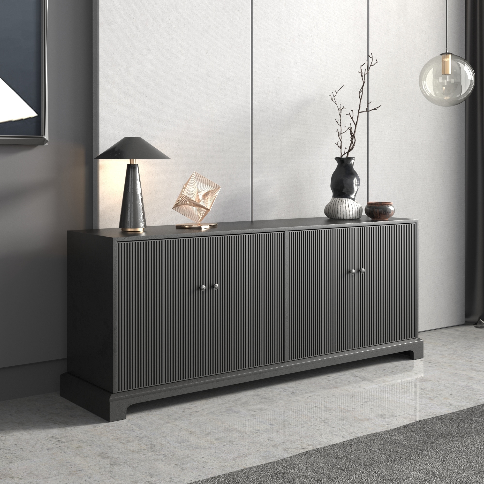 69" Mid Century TV Stand Modern Media Console Table for 70-75 inch TV, Entertainment Center with Storage Cabinet