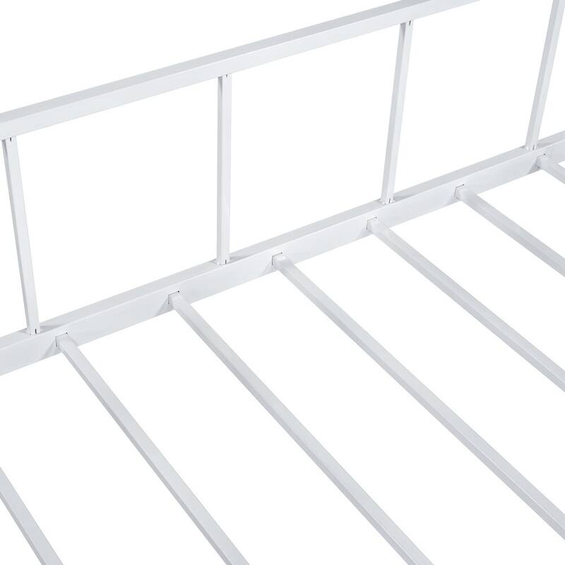 Twin size Metal Contemporary Bunk Bed with Angled Ladder and Gable Roof Design