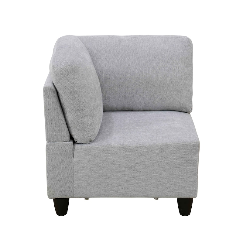 Grey White Flannel 8-Piece Living Room Sofa Set