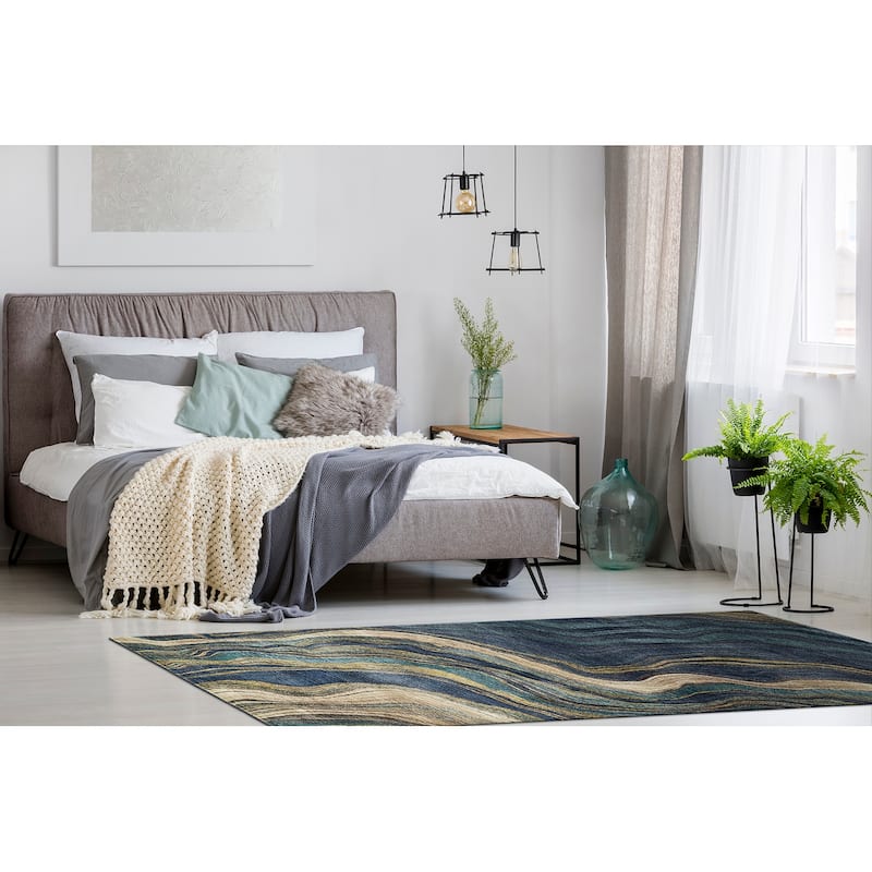 Maya Collection Denim Power Loomed Indoor Area Rug - 6'3" x 6'3" - Denim
