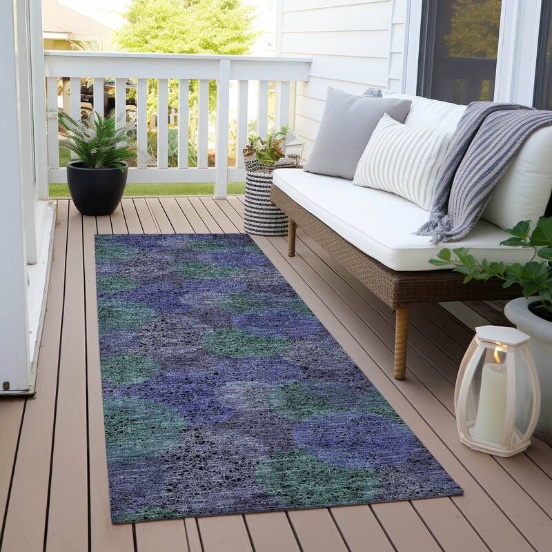 Machine Washable Indoor/ Outdoor Boho Sphere Chantille Rug - Purple - 2'3" x 7'6"