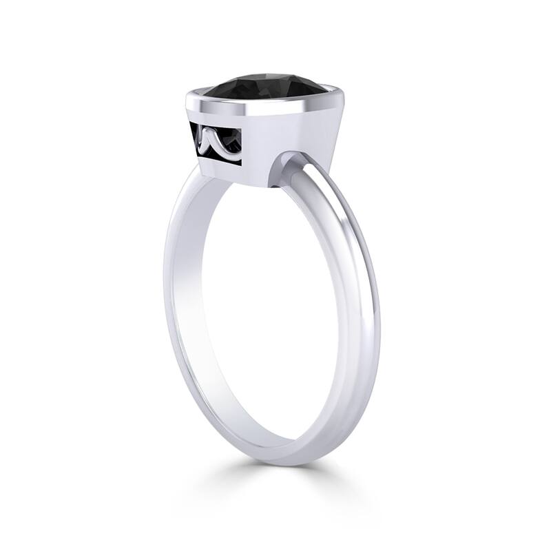 Auriya 14k Gold 2 1/4ctw Cushion-cut Black Diamond Ring Bezel-set