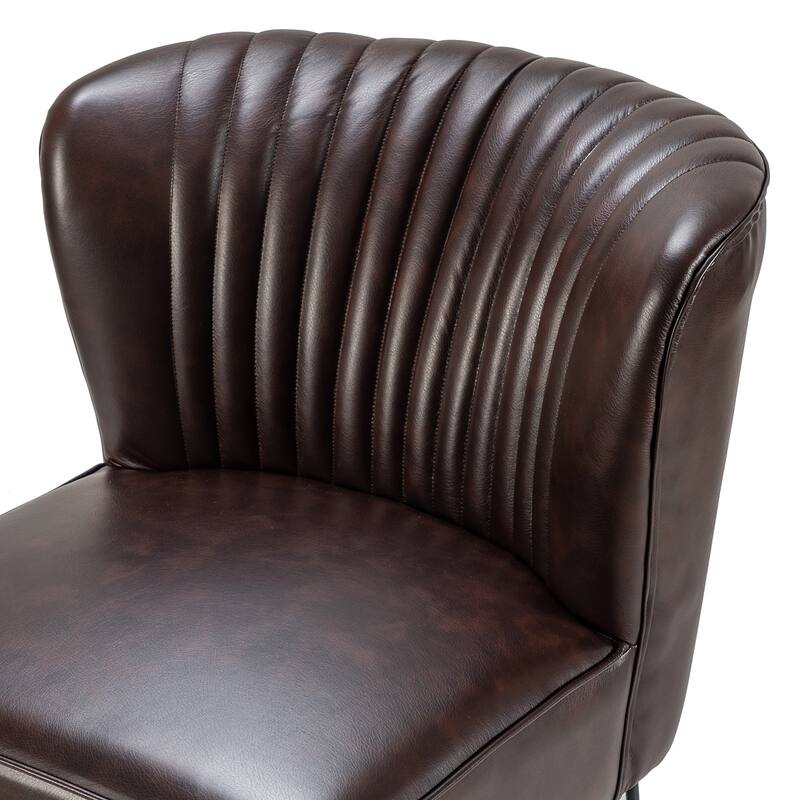 Donia Modern Faux Leather Wingback Armless Side Chair with Metal Legs by HULALA HOME