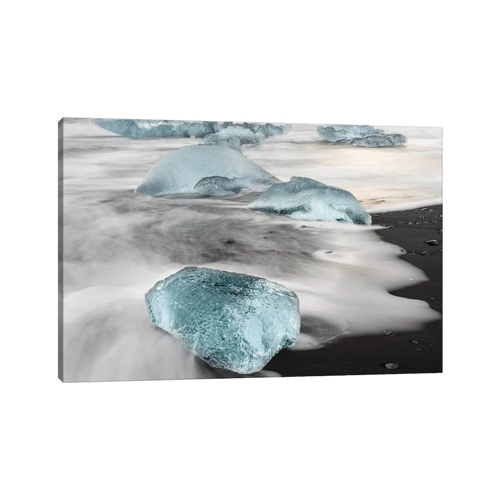 iCanvas "Icebergs On A Black Volcanic Beach II, Vatnajokull National Park, Iceland" by Martin Zwick Canvas Print