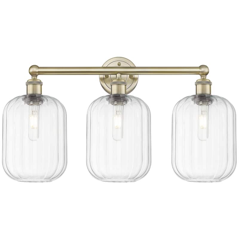 Innovations Lighting Endless Possibilities Edison - Preston - 3 Light 25" Jar Shade Bath Vanity Light - Antique Brass/Clear