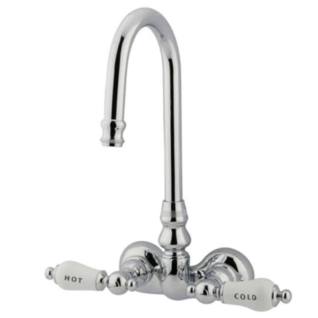 Kingston Brass Vintage Wall Mounted Clawfoot Tub Filler with Porcelain - Polished Chrome - Polished Chrome