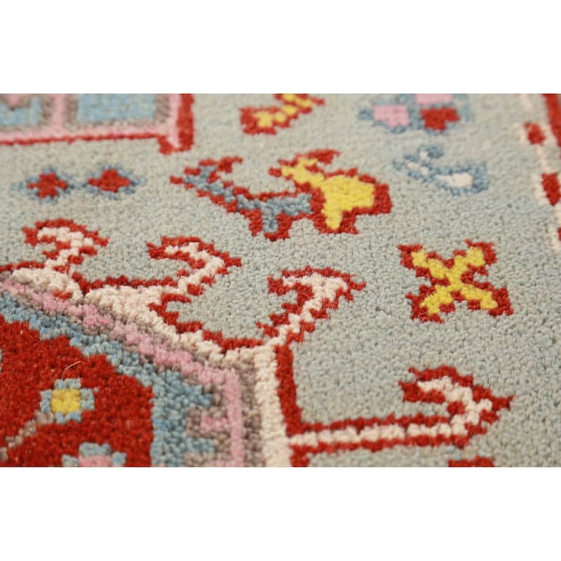 Hand Knotted Oriental 100% Wool Carpet Transitional Geometric Navy Blue & Blues Khotan Runner Rug - 10' 0'' X 2' 5''
