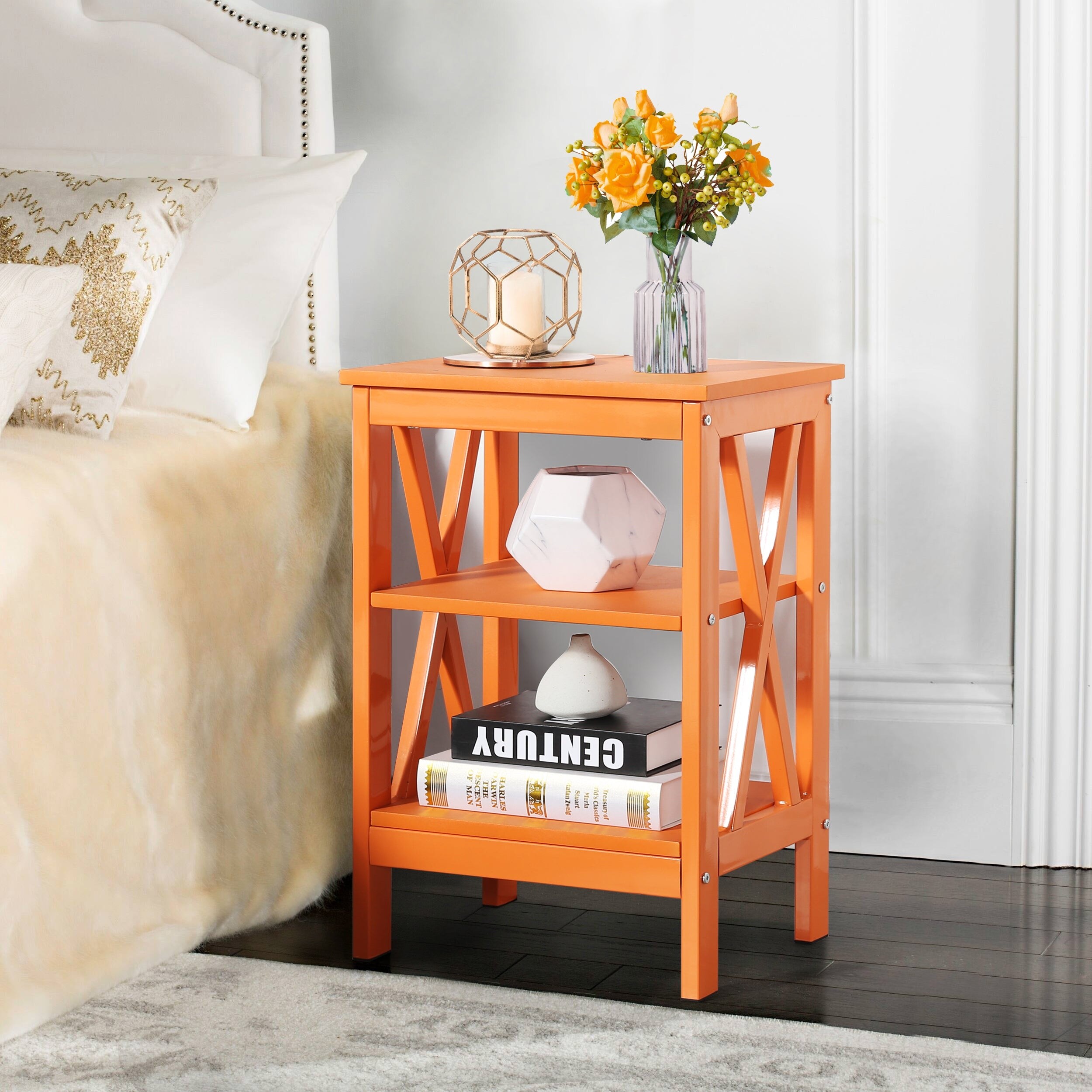 Javlergo Modern Nightstand with 3-tier Storage Shelves Side End Table