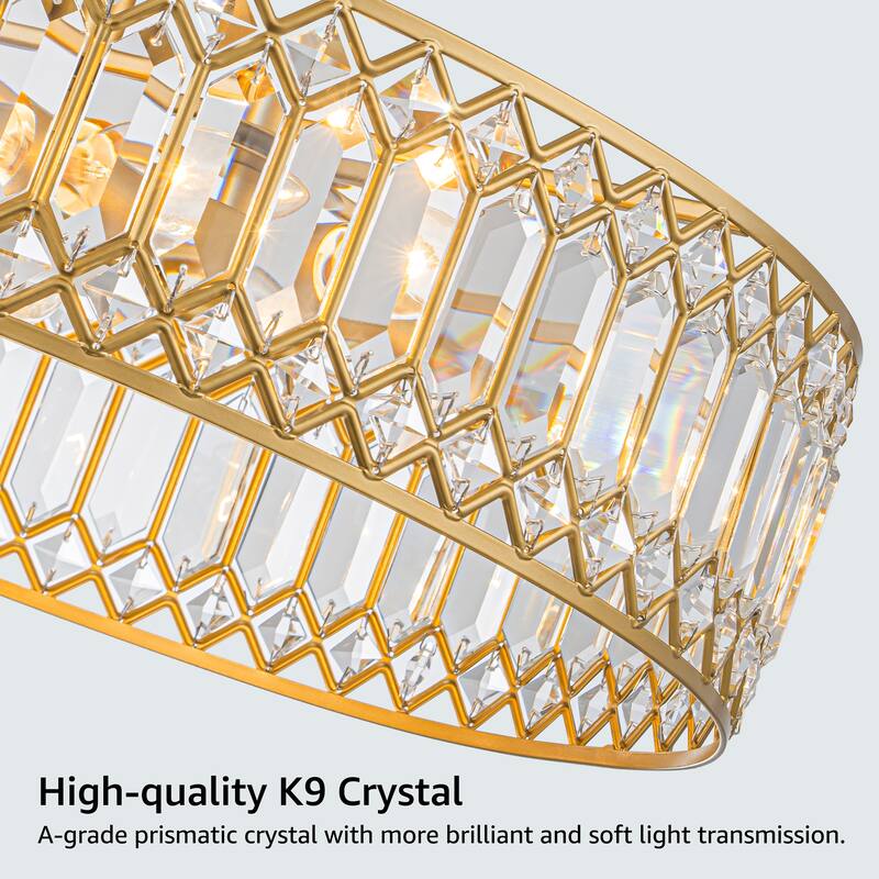 Starsky Luxury Crystal Drum Dimmable Semi Flush Mount Light